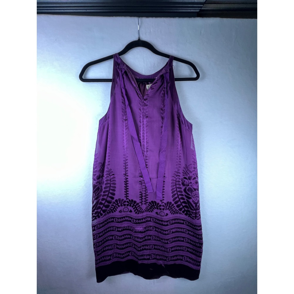 Studio M Purple Silk Blend Burnout Velvet Halter Sleeveless Top 8K11R60 Womens M - Picture 2 of 6